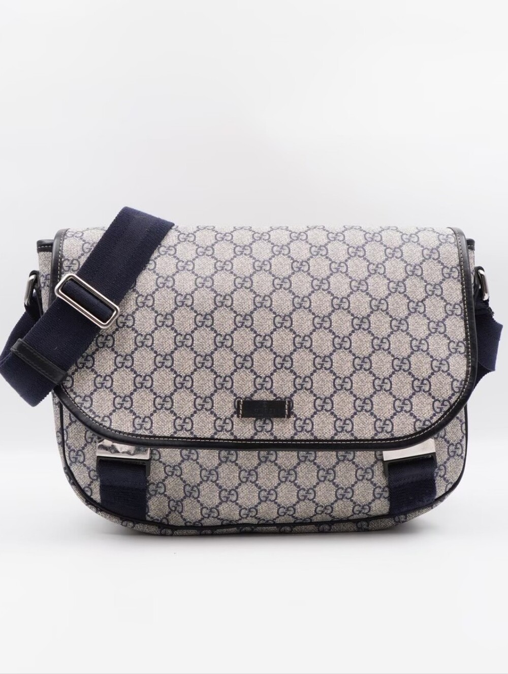 CI50 💕 Gucci  GG Plus Monogram Double Buckle Flap Messenger Bag